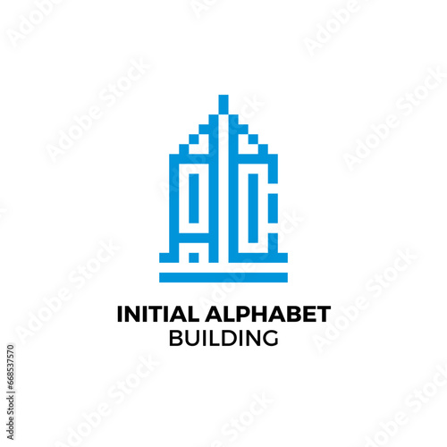 Initial logo letter AC alphabet building