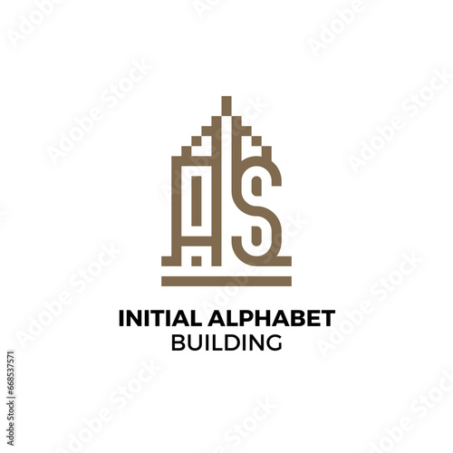 Initial logo letter AS alphabet building