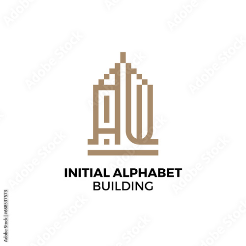 Initial logo letter AW alphabet building
