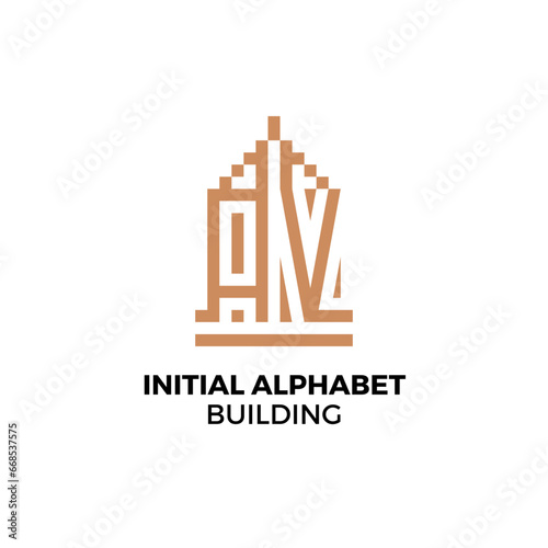Initial logo letter AV alphabet building