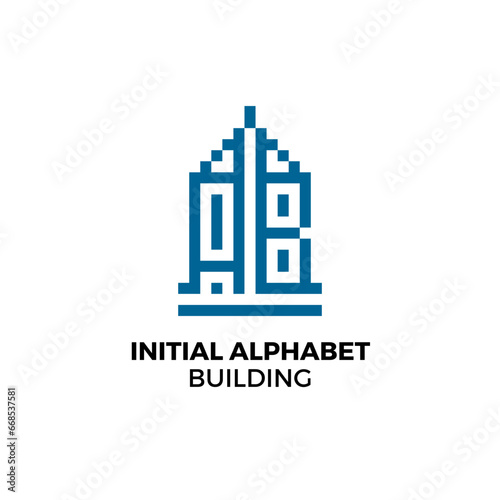 Initial logo letter AB alphabet building