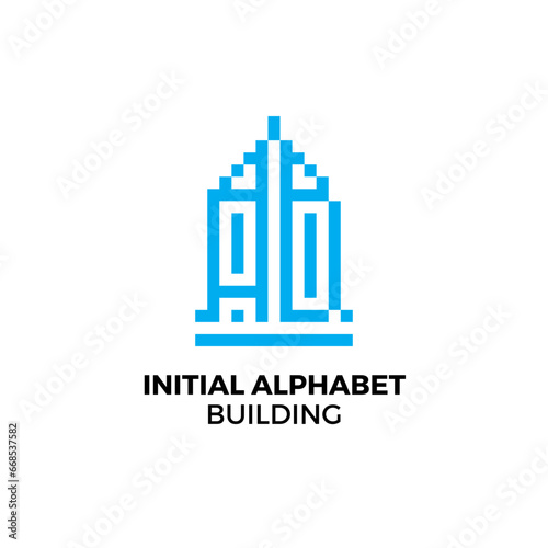 Initial logo letter AD alphabet building