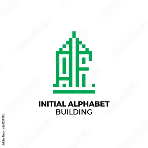 Initial logo letter AF alphabet building