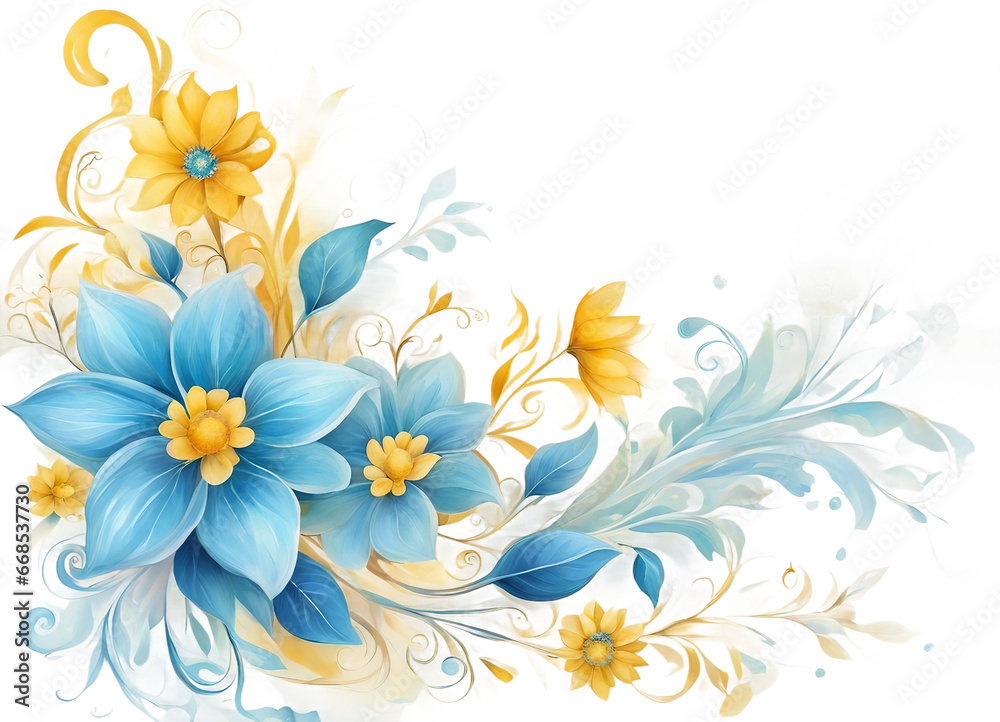 Yellow and blue floral decor. Yellow and blue floral decor.