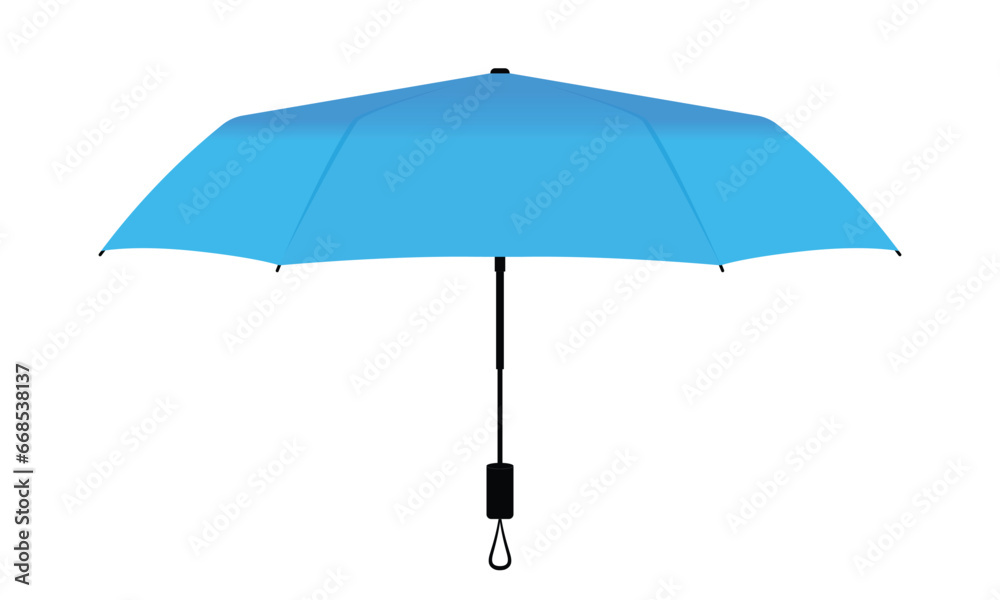 Blue compact small umbrella rain template on white background, vector file.