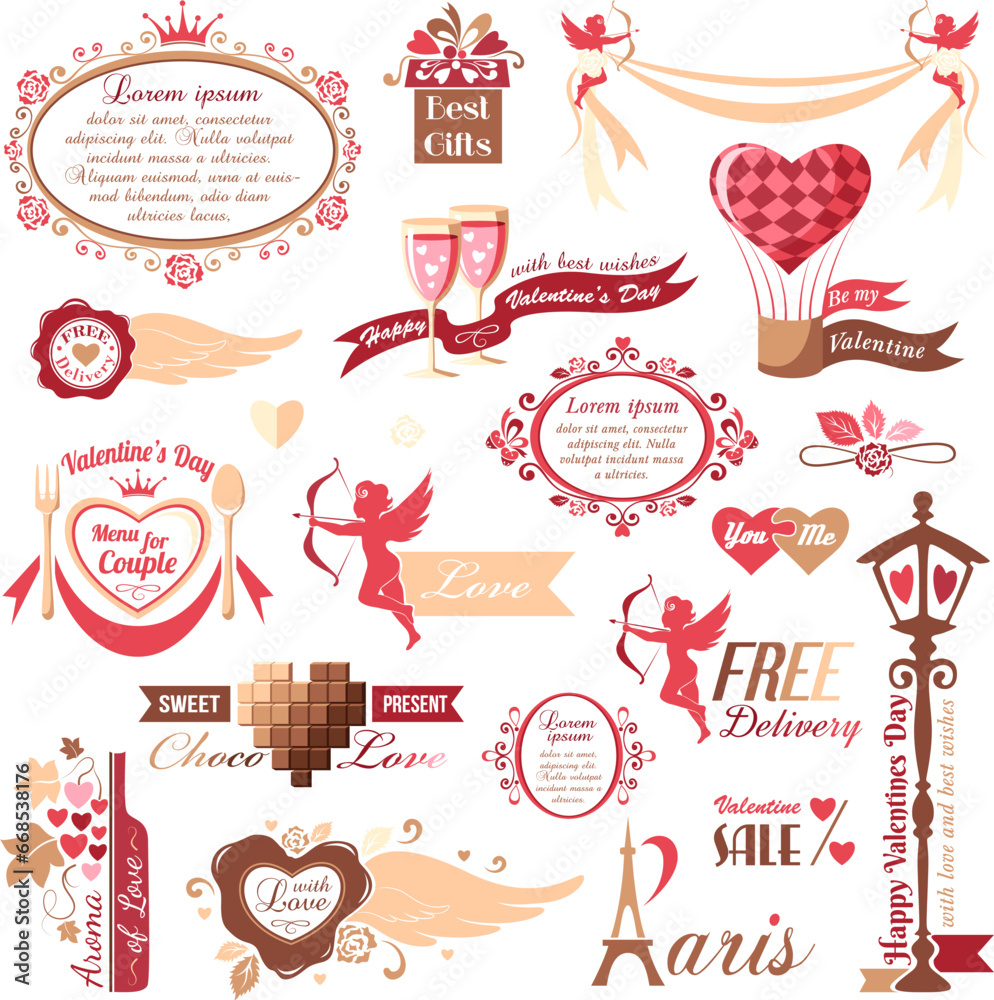 Set of Valentines Day design elements