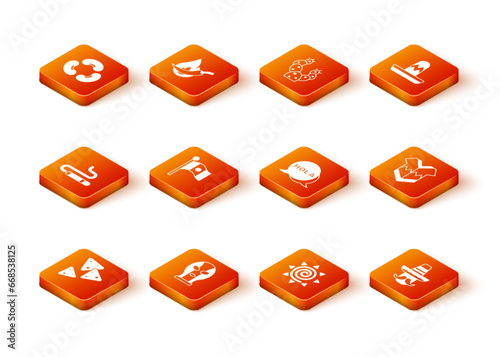 Set Nachos, Mexican wrestler, Cigar, Mexico flag, Sun, Hola, man sombrero and Poncho icon. Vector