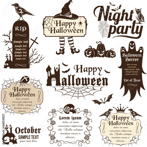 Set of halloween decorative elements