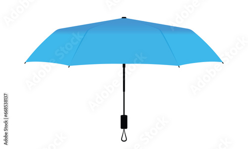 Blue compact small umbrella rain template on white background, vector file.