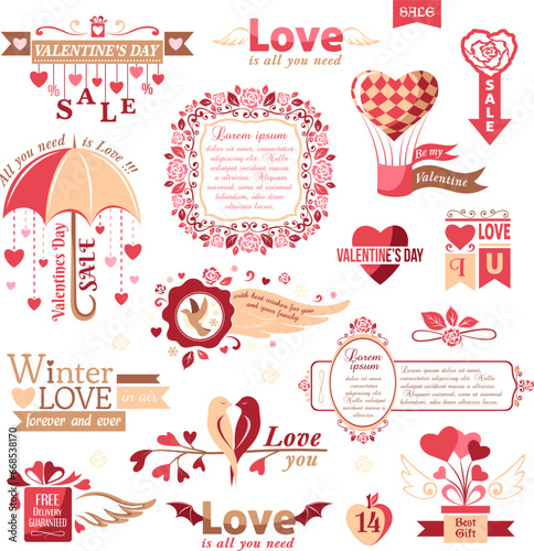 Set of Valentines Day design elements