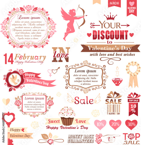 Set of Valentines Day design elements