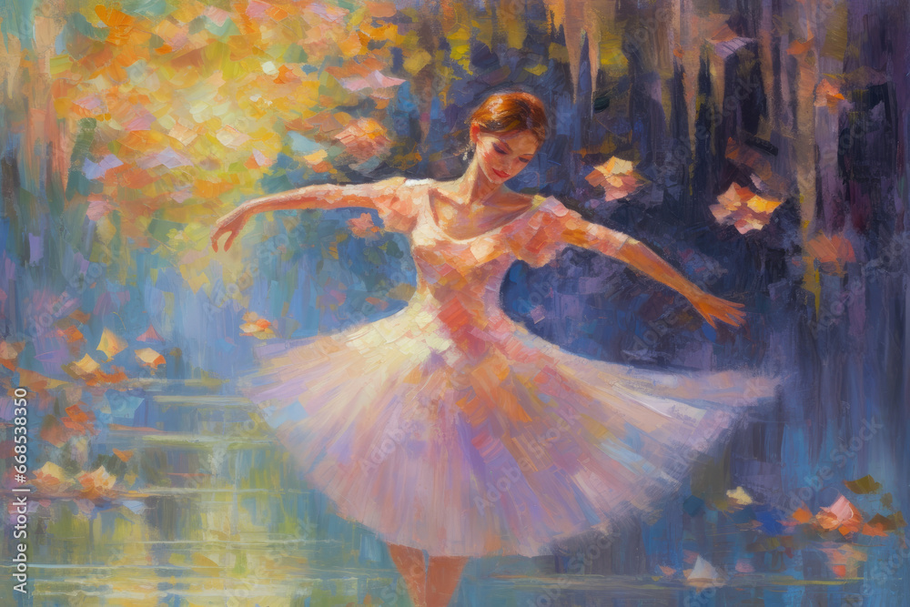 oil painting dancing in the garden