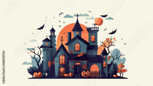 Halloween Flattened Colorful Illustration