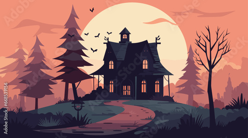 Halloween Flattened Colorful Illustration