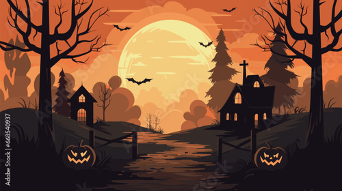 Halloween Flattened Colorful Illustration