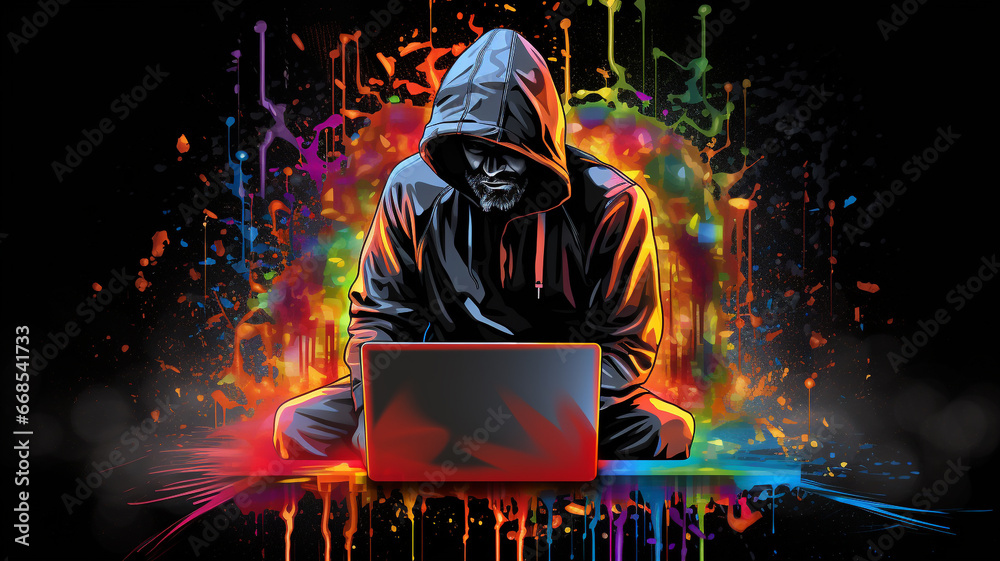 Obraz premium hacker front of his computer committing digital cybercrime