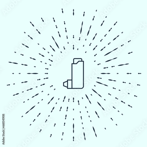 Black line Inhaler icon isolated on grey background. Breather for cough relief, inhalation, allergic patient. Abstract circle random dots. Vector Illustration