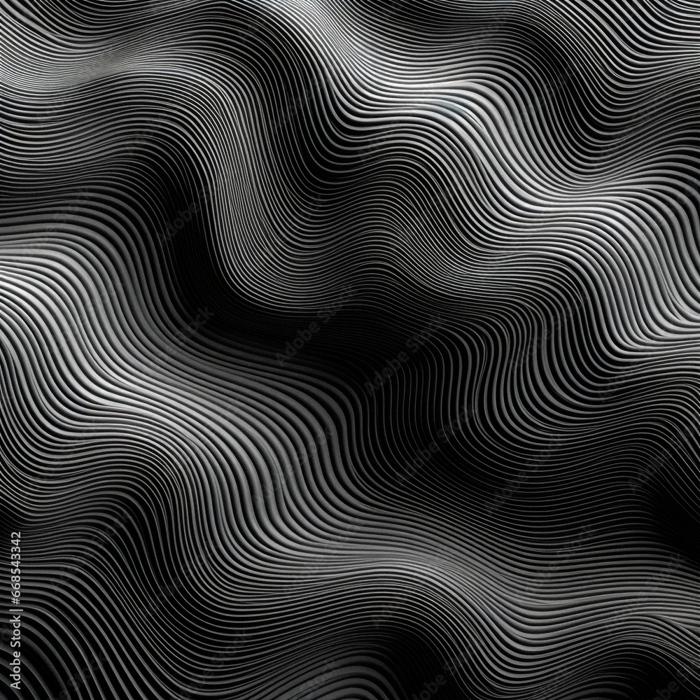 Elegant black and white wave texture, square format, abstract background