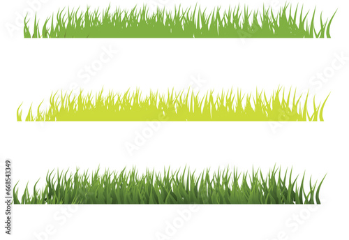 Green grass silhouette. Both realistic and flat illustration designs. Vector grass and nature collection with a transparent / white background. Nature and platn template.
