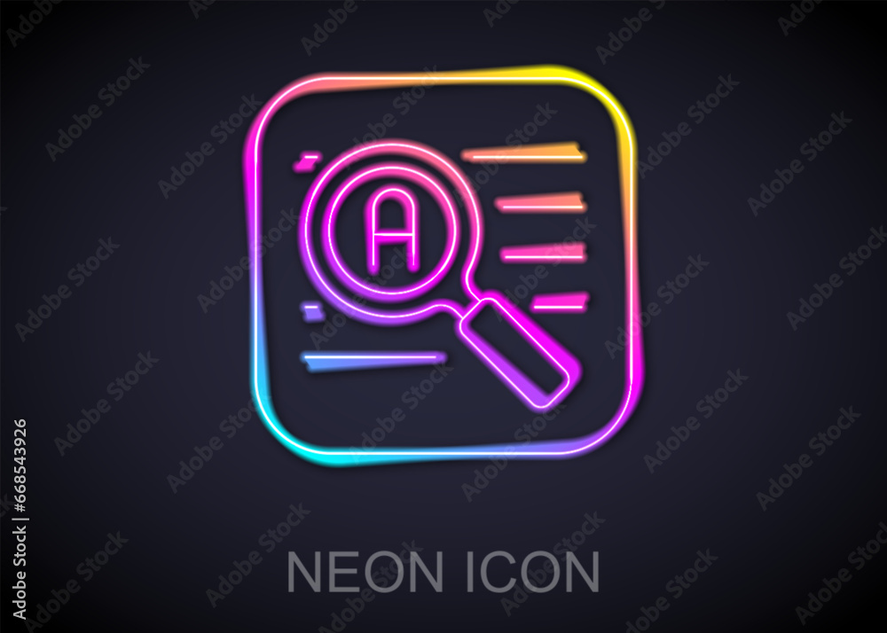 Glowing neon line Translator icon isolated on black background. Foreign language conversation icons in chat speech bubble. Translating concept. Vector Glowing neon line Translator icon isolated on black background. Foreign language conversation icons in chat speech bubble. Translating concept. Vector