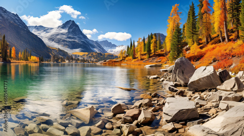 Indian summer in the Canadian Rocky Mountains. photo