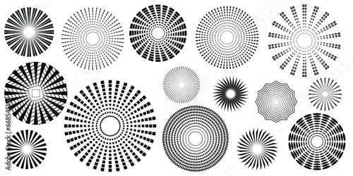 Circle geometric shapes, set of circles of different textures, vector design, grayscale