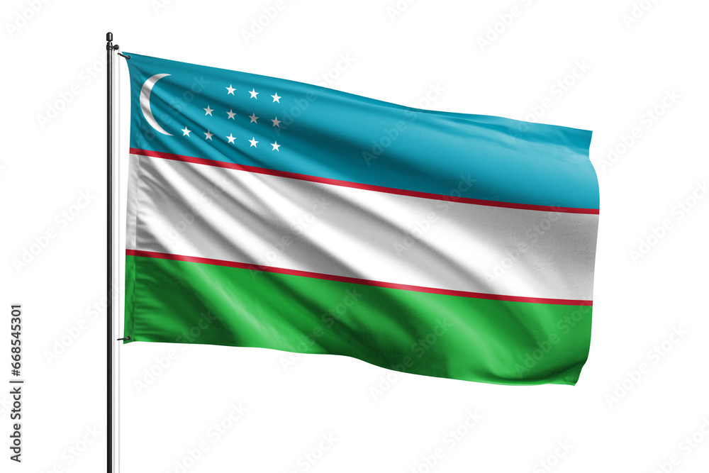 3d illustration flag of Uzbekistan. Uzbekistan flag waving isolated on white background with clipping path. flag frame with empty space for your text. 3d illustration flag of Uzbekistan. Uzbekistan flag waving isolated on white background with clipping path. flag frame with empty space for your text.