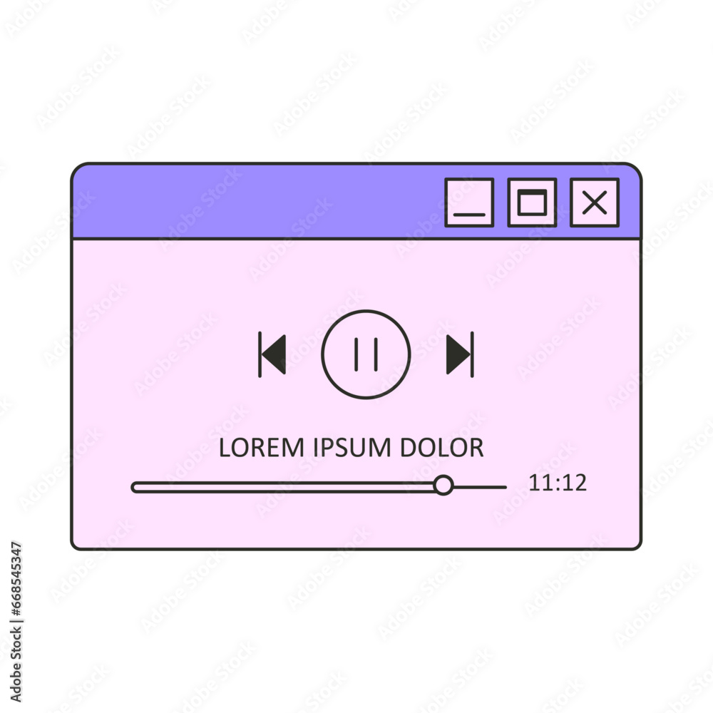 Vector vector retro video player window nostalgic ui retro vaporwave ...