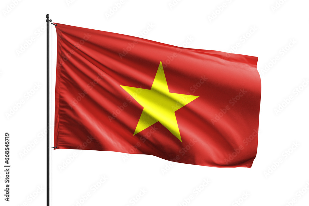 3d illustration flag of Vietnam. Vietnam flag waving isolated on white background with clipping path. flag frame with empty space for your text. 3d illustration flag of Vietnam. Vietnam flag waving isolated on white background with clipping path. flag frame with empty space for your text.