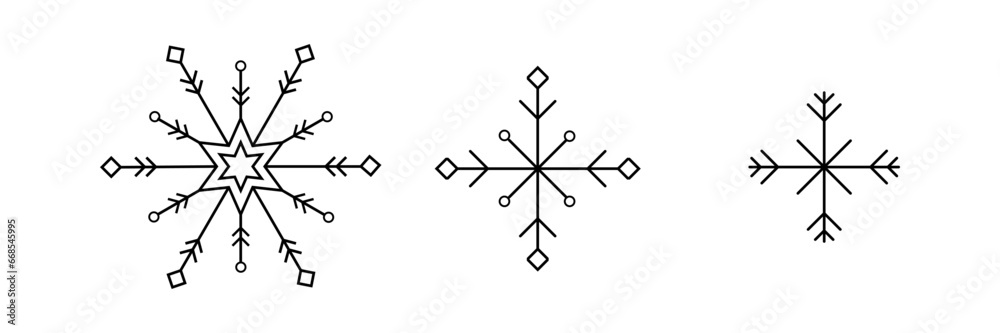 Snowflake icons set. Winter ornament element. Snowflake icons set. Winter ornament element.