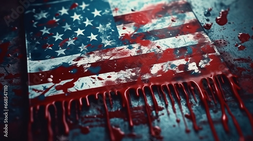 Conceptual image about the EEUU flag splash with paint colors 