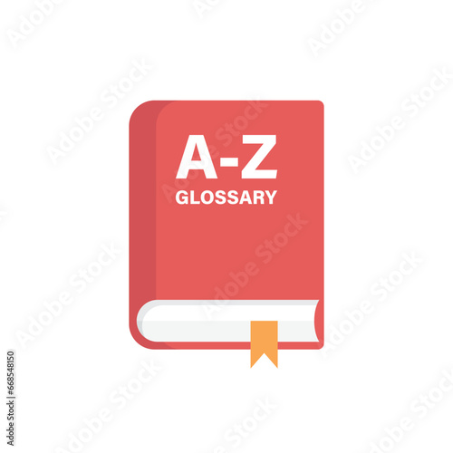 Glossary book icon in flat style. Guidebook encyclopedia vector illustration on isolated background. A-Z notebook sign business concept.