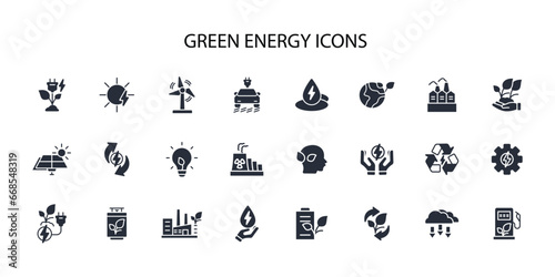 Green energy icon set.vector.Editable stroke.linear style sign for use web design,logo.Symbol illustration. © zumrotul