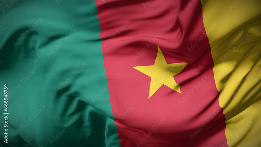 3d illustration flag of Cameroon. Close up waving flag of Cameroon. 3d illustration flag of Cameroon. Close up waving flag of Cameroon.