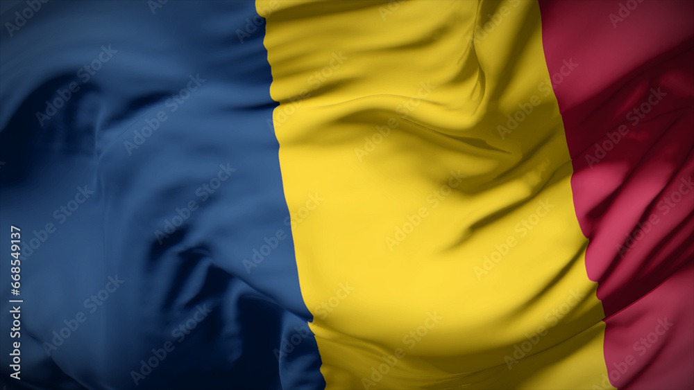 3d illustration flag of Chad. Close up waving flag of Chad. 3d illustration flag of Chad. Close up waving flag of Chad.