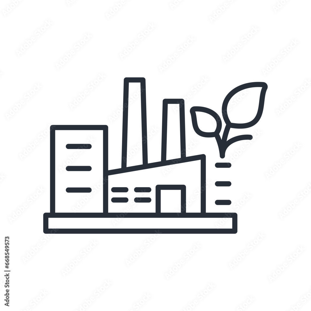 green factory icon. vector.Editable stroke.linear style sign for use web design,logo.Symbol illustration green factory icon. vector.Editable stroke.linear style sign for use web design,logo.Symbol illustration