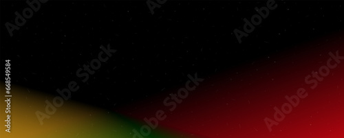 Background with trendy gradient and noise. Red and green and yellow and black colors. Glare from lenses, overlay texture. Vector banner with dust and smooth color transition.