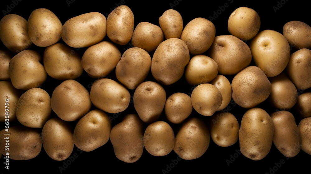 Fresh Potatoes on Rustic Wooden Surface Fresh Potatoes on Rustic Wooden Surface