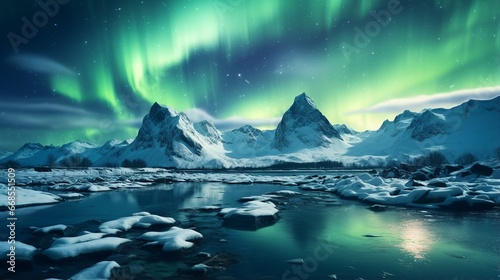 Aurora Borealis Over Snow-Capped Mountains © boxstock production