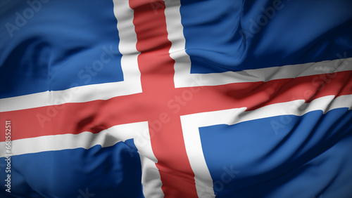 Obraz na płótnie 3d illustration flag of Iceland. Close up waving flag of Iceland.