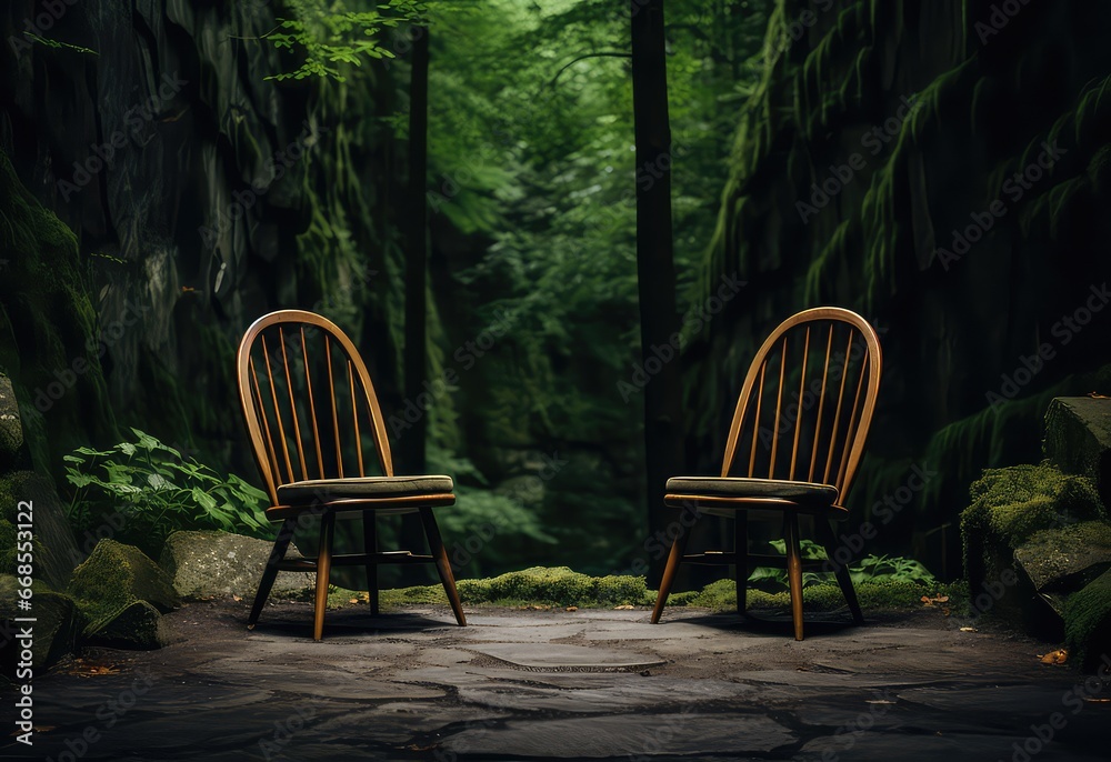 Retro Chairs in the forest.
