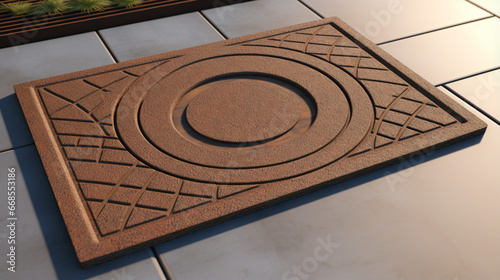 Welcome brown doormat 3d rendering