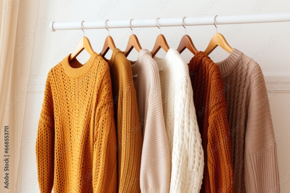 Obraz premium hanging cozy warm knitted sweater female fashion