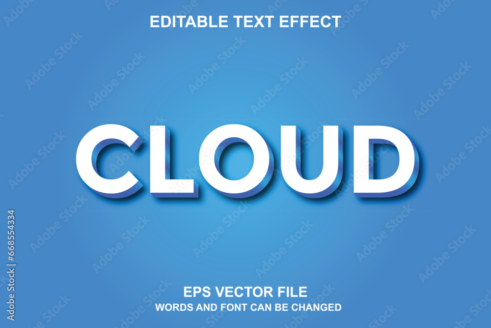 Cloud 3D Text Effect Editable Vector or EPS