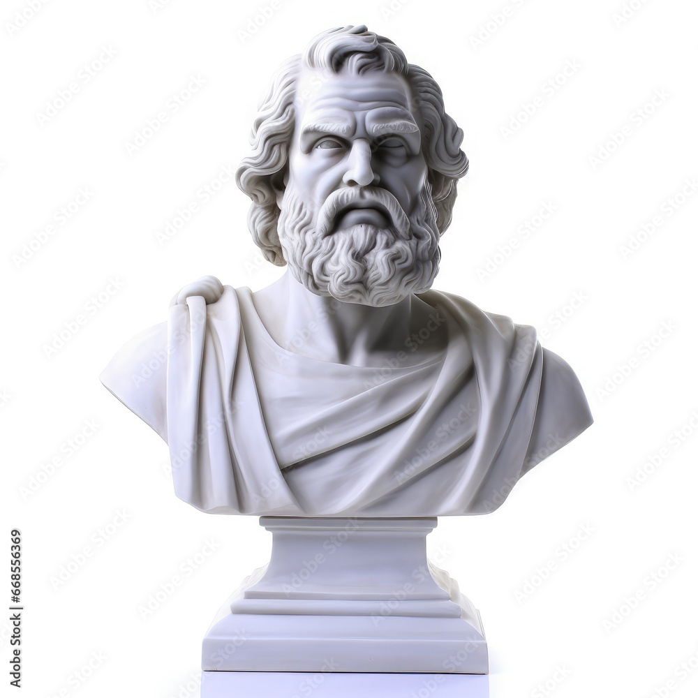 Fototapeta premium Detailed ancient greek philosopher marble bust sculpture