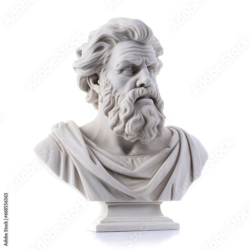 Detailed ancient greek philosopher marble bust sculpture