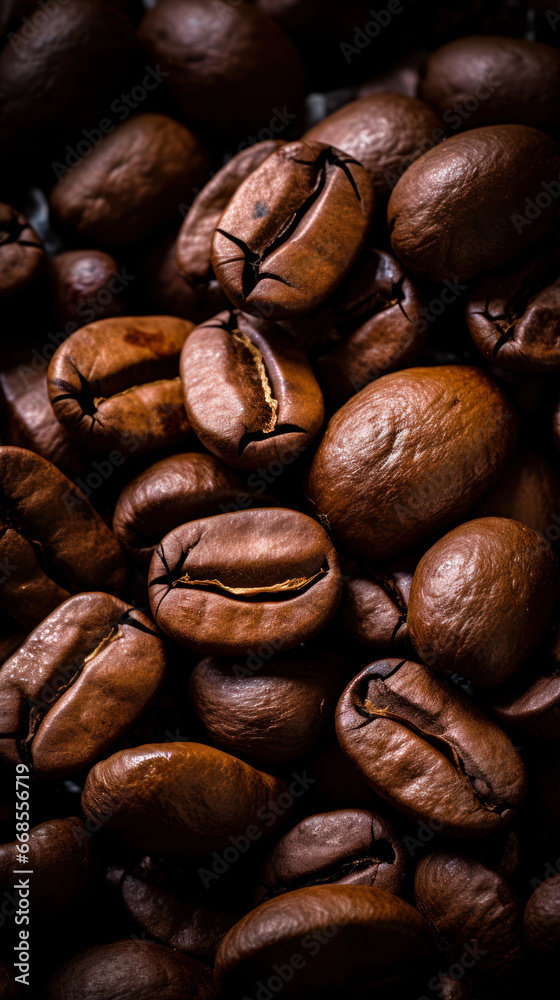 Fototapeta premium roasted coffee beans close-up, can be used as a background