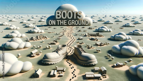 Vast Landscape with Boot Footprints  Business Establishments   Boots on the Ground Clouds