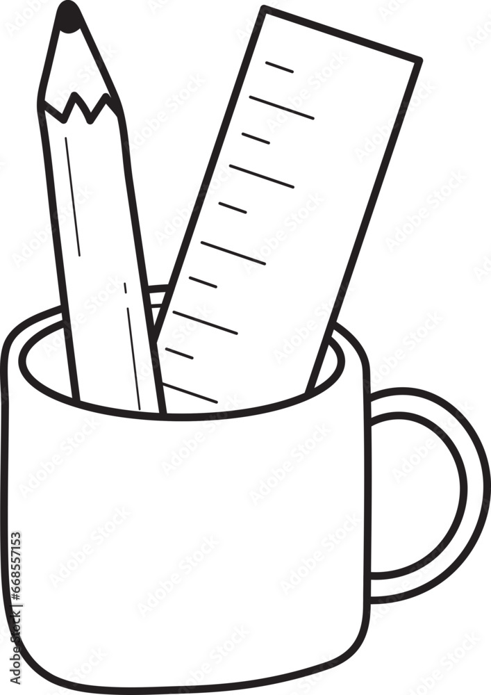 pencil ruler hand drawn stationery doodle line pencil ruler hand drawn stationery doodle line