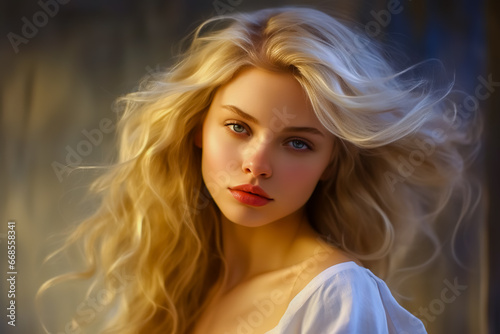 Beautiful young blonde woman portrait.
